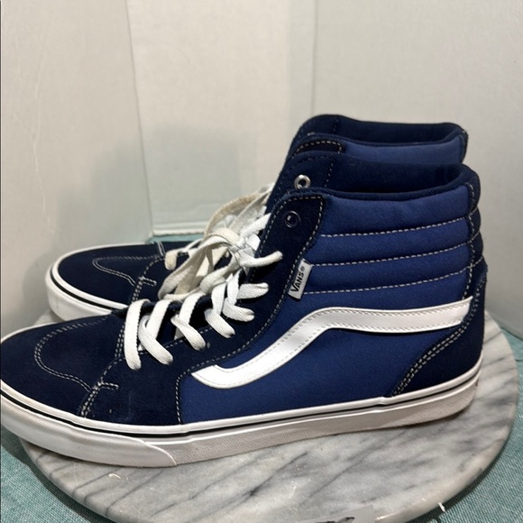 Vans Blue and White High-Top Sneakers - Picture 4 of 7